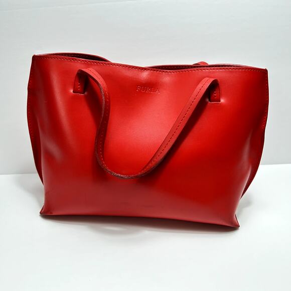 Furla Red Leather Small Handbag small Tote Bag